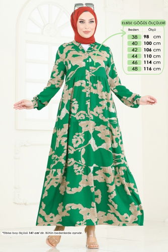 moda selvim Dress 4084ZNN863 Benetton Green - Thumbnail