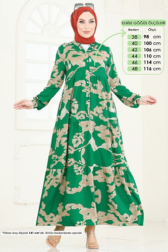 moda selvim الفستان بينتون أخضر 4084ZNN863 - Thumbnail