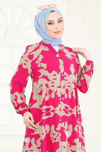 moda selvim الفستان فوشي 4084ZNN863 - Thumbnail