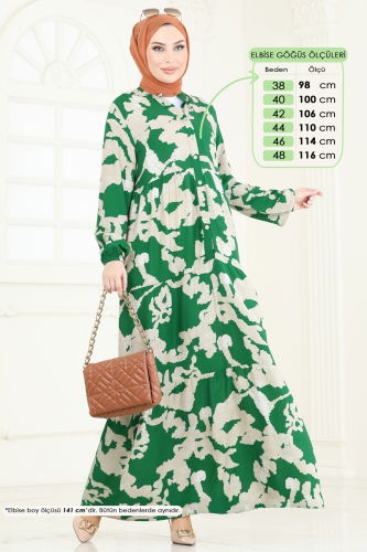 moda selvim الفستان أخضر 4084ZNN863 - Thumbnail