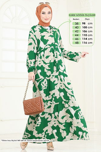 moda selvim الفستان أخضر 4084ZNN863 - Thumbnail