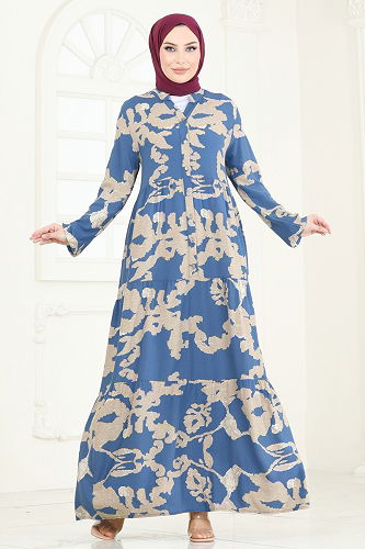 moda selvim الفستان ازرق 4084ZNN863 - Thumbnail