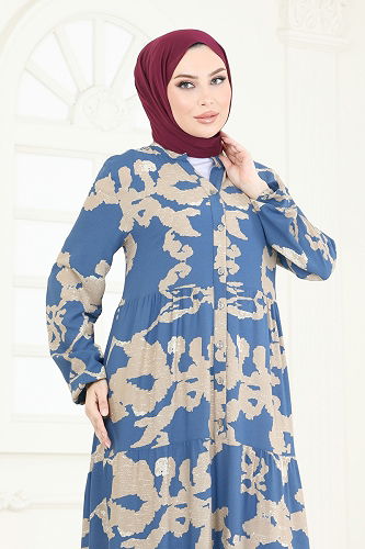 moda selvim الفستان ازرق 4084ZNN863 - Thumbnail