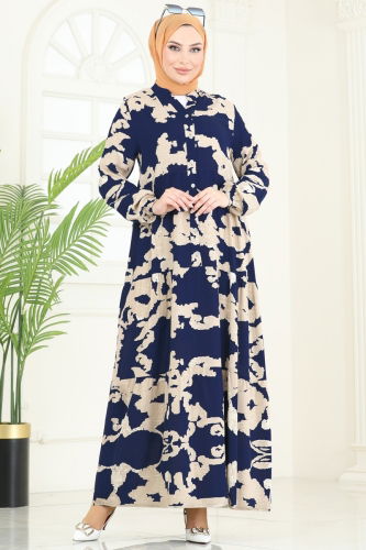 moda selvim Dress 4084ZNN863 Navy Blue - Thumbnail