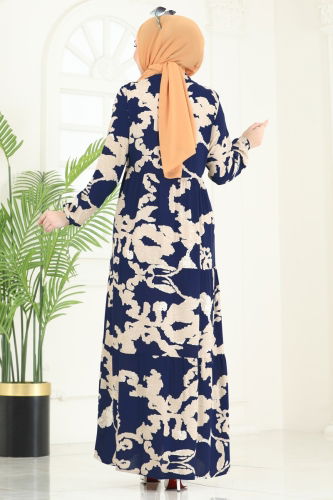 moda selvim Dress 4084ZNN863 Navy Blue - Thumbnail