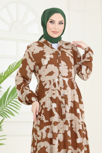 moda selvim Dress 4084ZNN863 Tan - Thumbnail