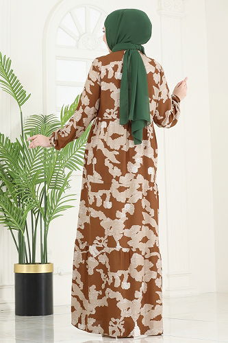 moda selvim Dress 4084ZNN863 Tan - Thumbnail