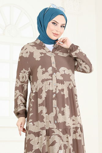 moda selvim الفستان بيج 4084ZNN863 - Thumbnail