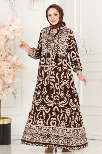 moda selvim Dress 4085ZNN863 Brown - Thumbnail