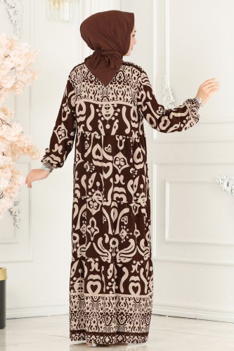 moda selvim Dress 4085ZNN863 Brown - Thumbnail