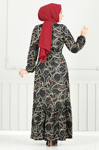 moda selvim الفستان أسود 4086PM1063-M - Thumbnail