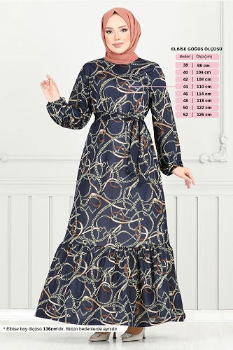 moda selvim Dress 4086PM1063-M Navy Blue - Thumbnail