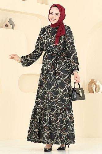 moda selvim Dress 4086PM271 Black - Thumbnail