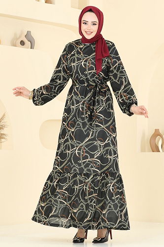 moda selvim Dress 4086PM271 Black - Thumbnail