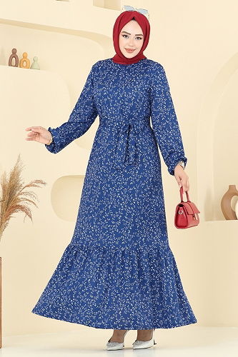 moda selvim Dress 4086PM271 Indigo - Thumbnail