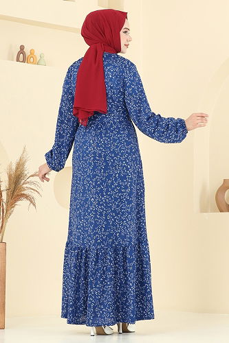 moda selvim Dress 4086PM271 Indigo - Thumbnail