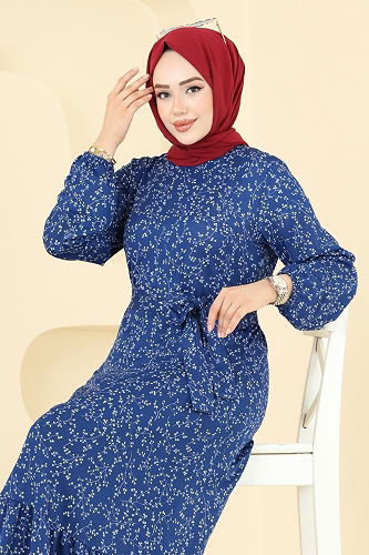 moda selvim الفستان ازرق 4086PM271 - Thumbnail