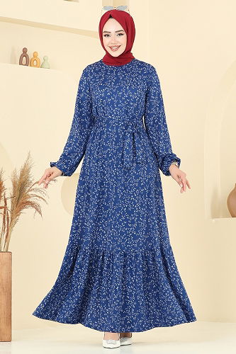 moda selvim الفستان ازرق 4086PM271 - Thumbnail