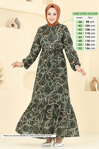 moda selvim الفستان اخضر عفني 4086PM271 - Thumbnail