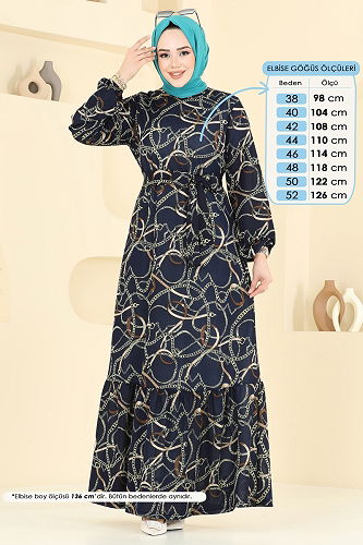 moda selvim الفستان كحلي 4086PM271 - Thumbnail