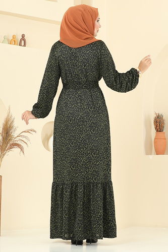 moda selvim Dress 4086PM271 Pattern 2 Khaki - Thumbnail