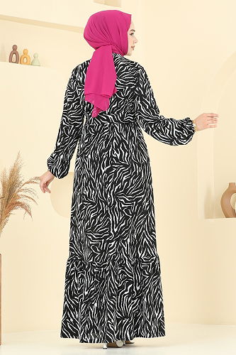 moda selvim Dress 4086PM271 Pattern1 Zebra&Black - Thumbnail