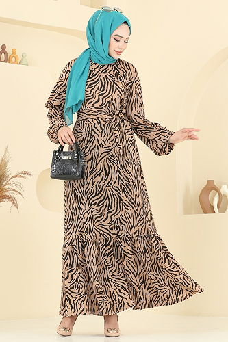moda selvim Dress 4086PM271 Pattern1 Zebra&Vision - Thumbnail
