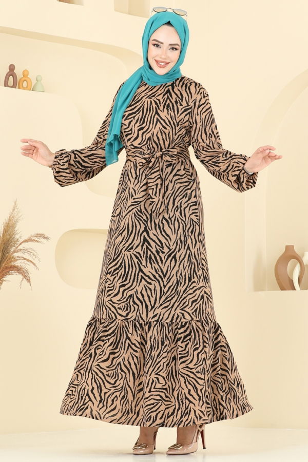 Modaselvim خصم صافٍ20%+20% في سلة التسوق الفستان نمط زبرا وفيجن 4086PM271