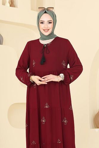 moda selvim الفستان خمري 4087ZNN863 - Thumbnail