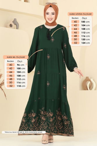 moda selvim Dress 4087ZNN863 Emerald - Thumbnail