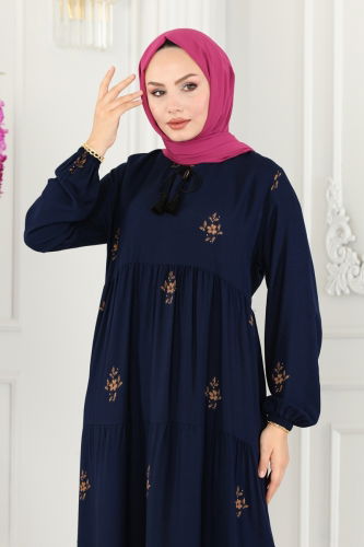 moda selvim Dress 4087ZNN863 Navy Blue - Thumbnail