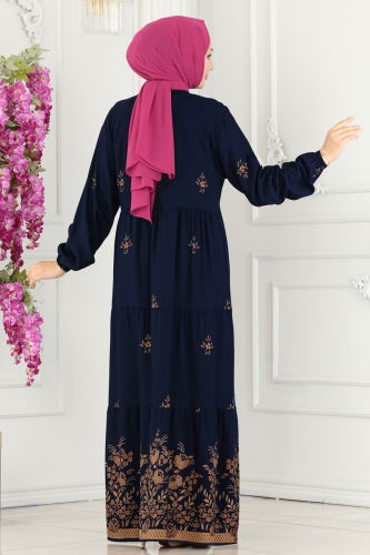 moda selvim Dress 4087ZNN863 Navy Blue - Thumbnail