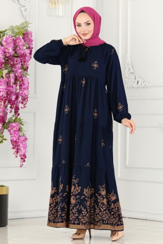 moda selvim Dress 4087ZNN863 Navy Blue - Thumbnail