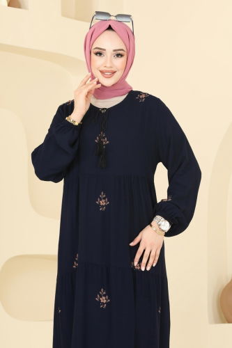 moda selvim Dress 4087ZNN863 Navy Blue - Thumbnail