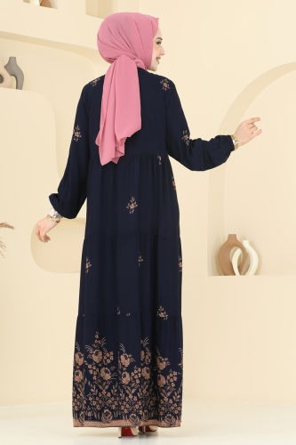 moda selvim Dress 4087ZNN863 Navy Blue - Thumbnail