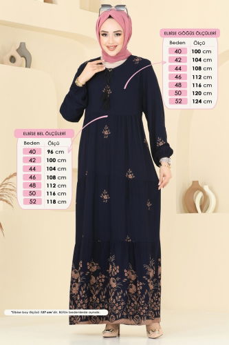 moda selvim Dress 4087ZNN863 Navy Blue - Thumbnail