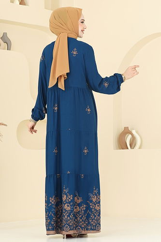 moda selvim الفستان بترولي 4087ZNN863 - Thumbnail