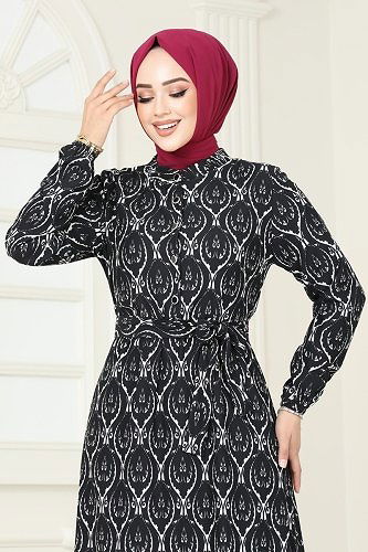 moda selvim الفستان أسود 4090ZNN863 - Thumbnail