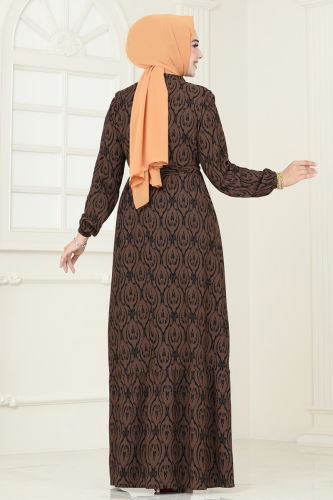 moda selvim Dress 4090ZNN863 Brown - Thumbnail