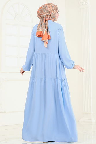 moda selvim الفستان أزرق فاتح 4091ZNN863 - Thumbnail
