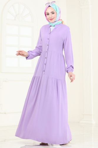 moda selvim Dress 4091ZNN863 Lilac - Thumbnail