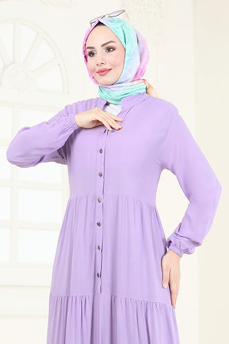 moda selvim الفستان ليلكي 4091ZNN863 - Thumbnail