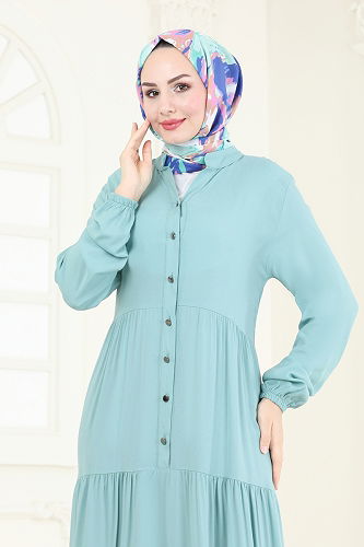 moda selvim الفستان أخضر باهت 4091ZNN863 - Thumbnail