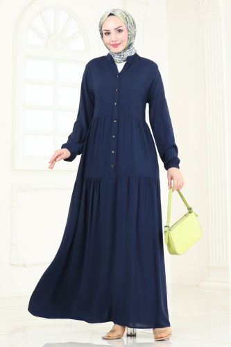 moda selvim Dress 4091ZNN863 Navy Blue - Thumbnail