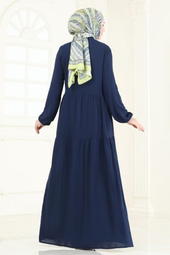 moda selvim Dress 4091ZNN863 Navy Blue - Thumbnail