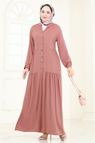 moda selvim الفستان وردي 4091ZNN863 - Thumbnail