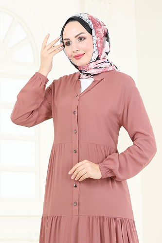 moda selvim الفستان وردي 4091ZNN863 - Thumbnail