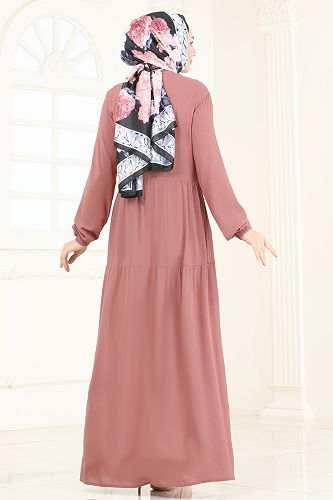moda selvim الفستان وردي 4091ZNN863 - Thumbnail