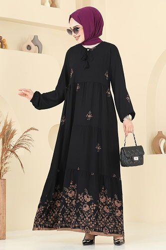 moda selvim الفستان أسود 4095ZNNK1102 - Thumbnail