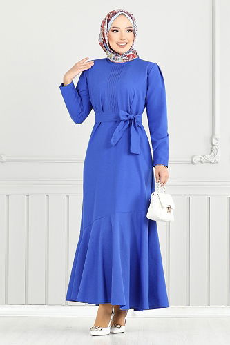 moda selvim Dress 4096PM1063-M Saxe - Thumbnail